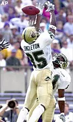 Adrian Singleton and Patrick Burchfield break up a pass Saturday.