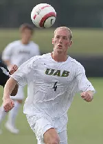 Senior Jason McLaughlin played hero Saturday night, scoring with :51 left to lift UAB to a 2-1 win over Memphis. Photo by Ashley Fleming.