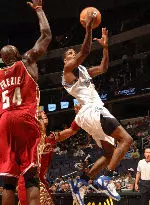 Donell Taylor goes up for a shot against Cleveland in preseason exhibition action. (NBA Images/Washington Wizards)