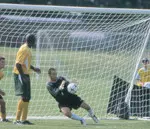 A.J. Robles played "fantastic" in goal according to head coach Mike Getman. Photo by Ashley Fleming.
