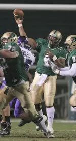 Quarterback Darrell Hackney threw for 176 yards and two touchdowns in Sunday's Blazer Day Game.
