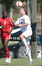 Junior Michael Biggs' long pass to Two-Boys Gumede proved to be the equalizer Saturday. Photo by Ashley Fleming.