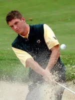 Sophomore Kyle Sapp gets his first call to the tee box for 2005-06 this weekend. Photo by Ashley Fleming.