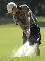 Freshman Josh Thompson is two shots off the lead heading to round two. Photo by Steve Wood.