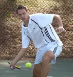 Senior Anton Mavrin won in both singles and doubles vs. UC Irvine Friday.