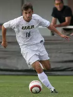 Lukasz Kwapisz scored the final goal of the game to give UAB a 3-2 victory over Wright State on Sunday.