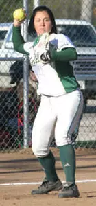 Nicole Tumlin pegged a runner at the plate in the Blazers' 5-0 loss to Mississippi State.