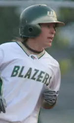 Holly Krzan became the Blazers' all-time runs leader when she scored on wild pitch in game one.