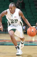 Senior Britney Jones scored 11 points as UAB fell at SMU, 81-51.