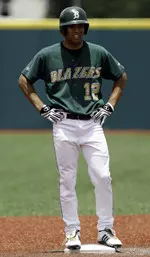 Brint Hardy had one of three UAB hits before the game was called.