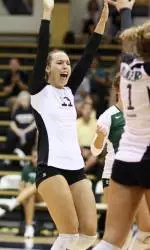 Jordan McDonald had seven kills and 13 digs in Saturday's loss.