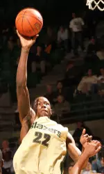 Cameron Moore finished with career-highs in points (28) and rebounds (15).