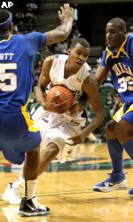 Junior guard Elijah Millsap recorded his league-leading 12th double-double in the loss to Marshall Saturday night.