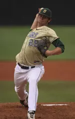 Beau Pender pitched seven scoreless innings in Saturday's first game.