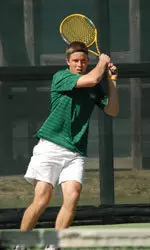 Senior Thomas Petrich was up in his match at No. 6 singles when play was halted.