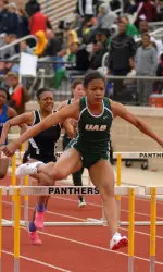 Timara McMillan ran both the 4x200m and shuttle hurdle relays for the Blazers Saturday.