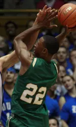 UAB's Cameron Moore recorded his seventh double-double of the season in the loss at top-ranked Duke Wednesday night.