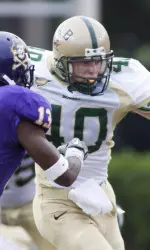 A former baseball player, Volk has become a key special teams player for the football team.