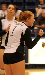 Kate Morrell set career bests in kills and hitting percentage against Marshall.