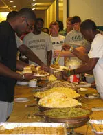 UAB players ate together as a team after a day of meetings upon their return to campus.