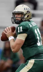 Austin Brown drops back to pass. Brown finished with 266 passing yards and a touchdown.