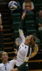 Sam Serley posted a team-high 12 kills and recorded her 400th career block assist on Friday night