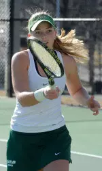 Caroline Faught won her singles match in straight sets Saturday.
