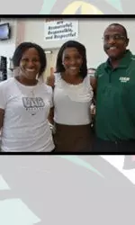 Breona Humphrey with her parents Barbara and Bobby.