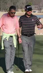 Former UAB golfer Graeme McDowell, here with head coach Alan Kaufman, will host the 2012 Shoal Creek Intercollegiate.