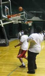 Over 70 kids got the chance to play basketball in Bartow Arena on Tuesday