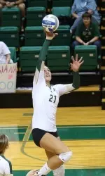 Junior Kiriana Hirini had a solid all-around day with 14 kills and seven blocks against FAU.