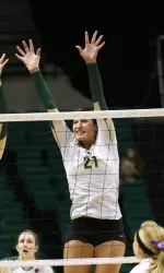 Junior Kiriana Hirini tallied 11 kills and seven blocks in the win over UTEP.