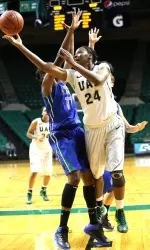 Senior Karisma Chapman finished with 19 points, 15 rebounds and seven steals against West Florida.