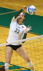 Sophomore Sam Skinner landed 17 kills on .406 hitting against Alabama.