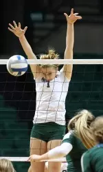 Junior Sara Rishell has put down five blocks in each of the last two games for the Blazers.