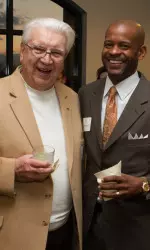 2013 inductee Steve Mitchell (right) with former Voice of the Blazers, Gary Sanders (left).