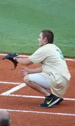 Sophomore Mitch Williams caught the first pitch of the night.
