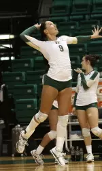 Senior Ally Slaughter recorded four service aces in the Blazers' win over Samford.