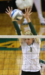 Senior Sara Rishell led the UAB volleyball team with six blocks against WKU.