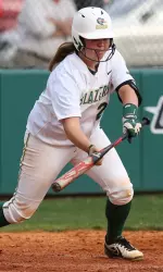 Ashley Johnson lifted the first home run of her career on Saturday as UAB split a doubleheader with Southern Miss.