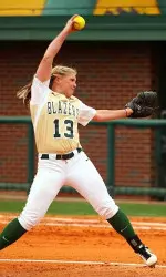 Senior Leigh Streetman picked up her 16th win of the season on Sunday as the Blazers took the series at Southern Miss with a 3-0 win.