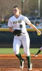 Lannah Campbell threw a complete game in game two of UAB's doubleheader as the Blazers split with the Golden Hurricane, 2-1 and 4-2.