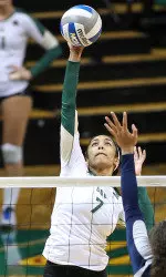 Sophomore Gabby Deshotel recorded a career-high 22 kills against Mercer.