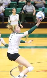Senior Sara Rishell recorded seven kills against Iowa.