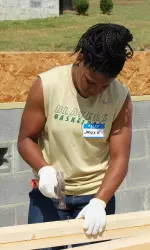 Student-athletes helped with Habitat for Humanity.