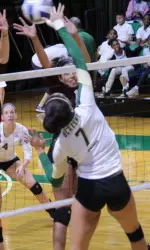 Gaby Deshotel recorded her fifth double-double of the season.