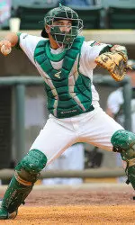 Senior Mitch Williams attempts to cut down a runner at second.
