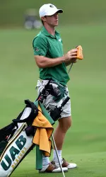Will Cannon (pictured) and Martin Rohwer lead UAB golfers at +3, tied for 32nd after one day at the SunTrust Gator Invitational.