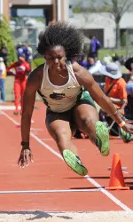 Avril McGhee recorded an outdoor personal-best mark in the triple jump on Friday.