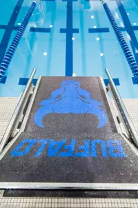 Alumni Arena Natatorium starting blocks - installed December 2016